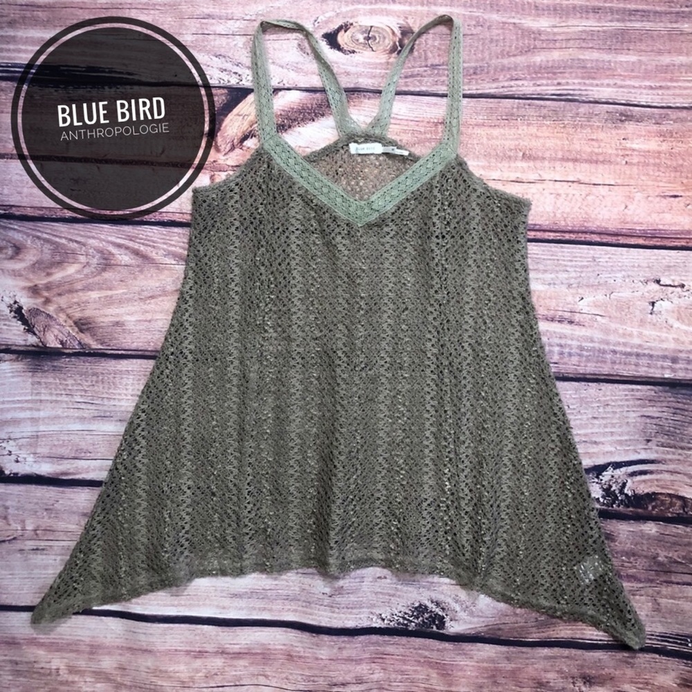 Anthropologie x Blue Bird Crochet Shark-Bite V-Neck Swing Tank